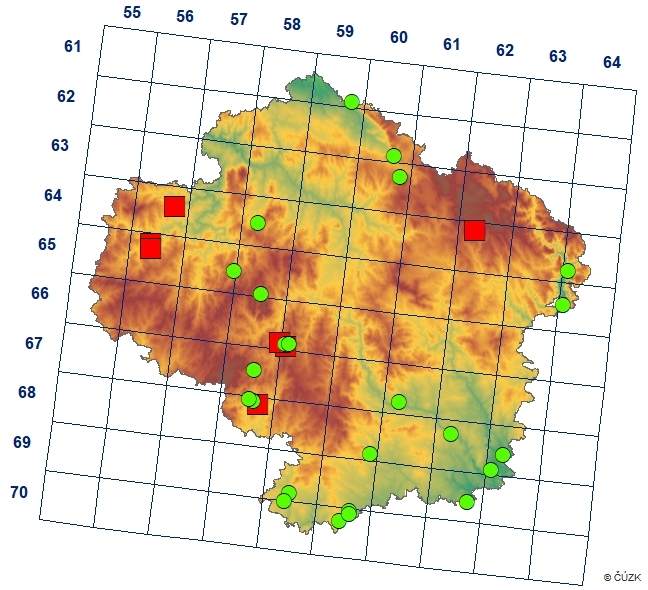 Mapa výskytu - žížala mléčná - Octolasion lacteum