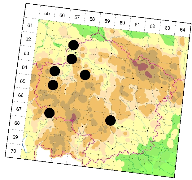 Mapa výskytu - klínatka rohatá - Ophiogomphus cecilia