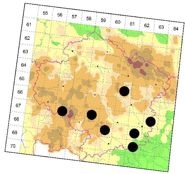 Mapa výskytu - vážka hnědoskvrnná - Orthetrum brunneum