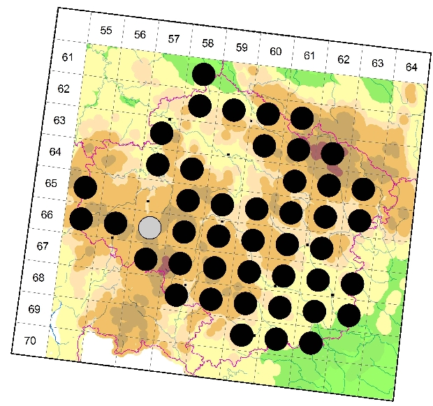 Mapa výskytu - vážka černořitná - Orthetrum cancellatum