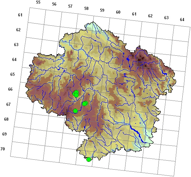 Mapa výskytu - šurpek bledý - Orthotrichum pallens