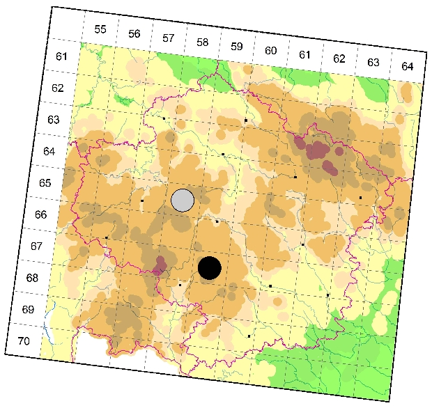 Mapa výskytu - běžník bažinný - Ozyptila brevipes