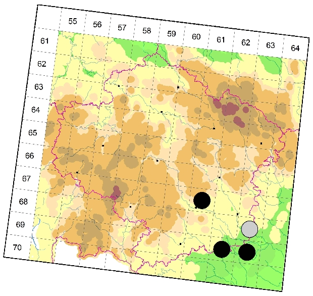 Mapa výskytu - pavučenka nenápadná - Panamomops inconspicuus
