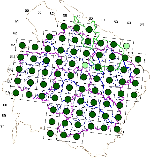 Mapa výskytu - sýkora koňadra - Parus major