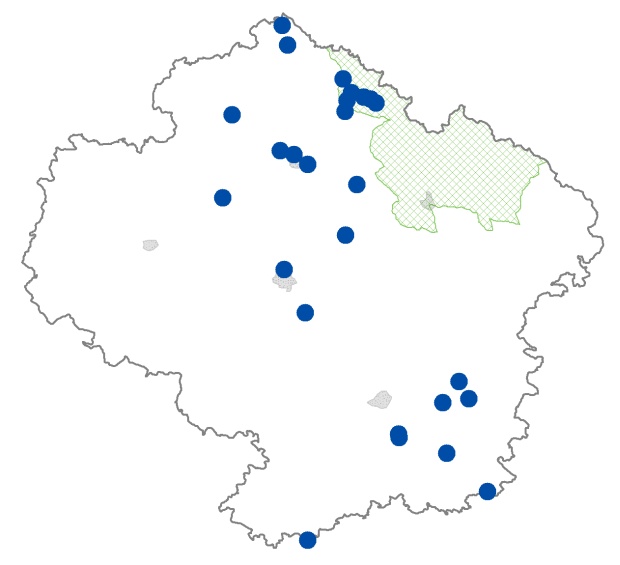 Mapa výskytu - skokan skřehotavý - Pelophylax ridibundus