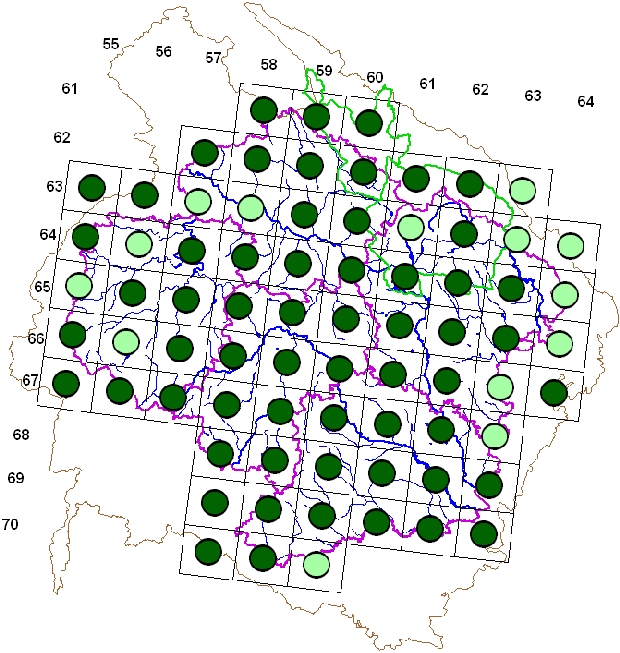 Mapa výskytu - koroptev polní - Perdix perdix