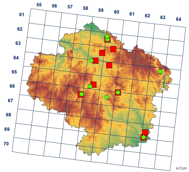 Mapa výskytu - modrásek bahenní - Phengaris nausithous
