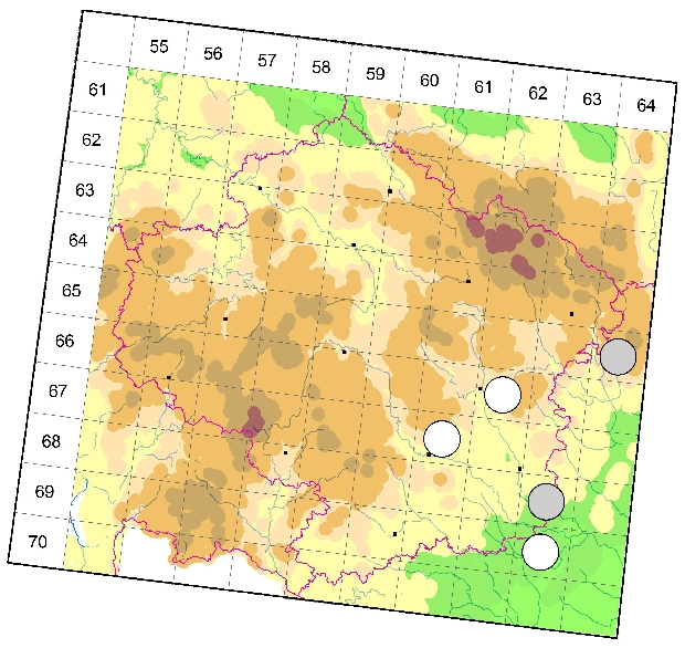 Mapa výskytu - skákavka rudopásá - Philaeus chrysops