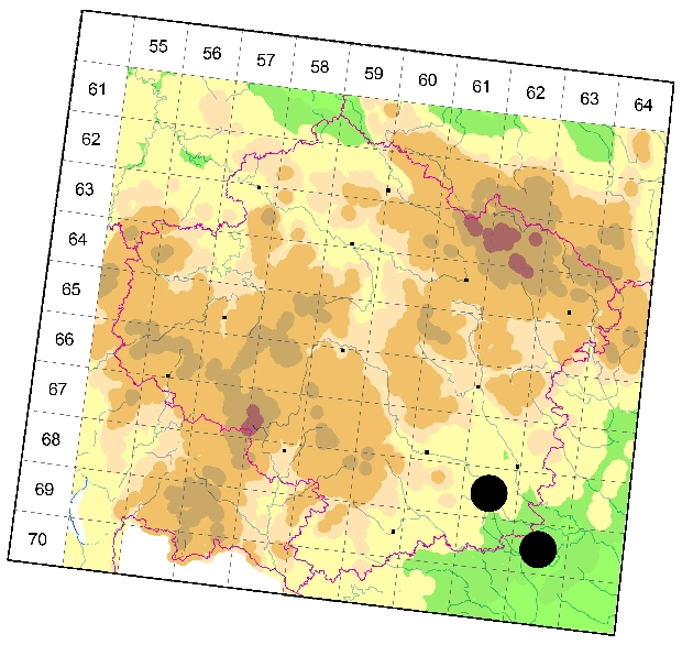 Mapa výskytu - listovník rezavý - Philodromus rufus