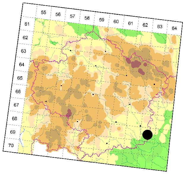 Mapa výskytu - brabenčík Szilyho - Phrurolithus szilyi