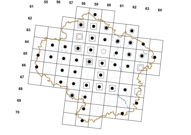 Mapa výskytu - hrachovka obecná - Pisidium casertanum