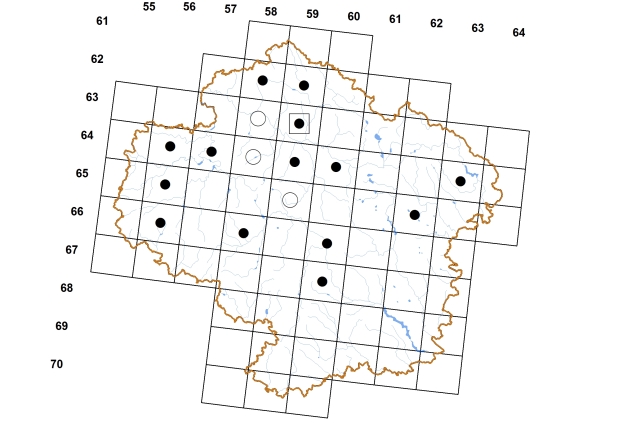 Mapa výskytu - hrachovka hrbolatá - Pisidium henslowanum