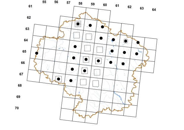 Mapa výskytu - hrachovka tupá - Pisidium obtusale