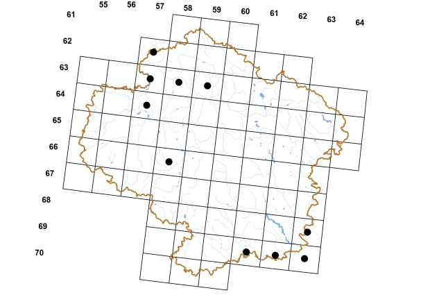 Mapa výskytu - hrachovka obrácená - Pisidium supinum