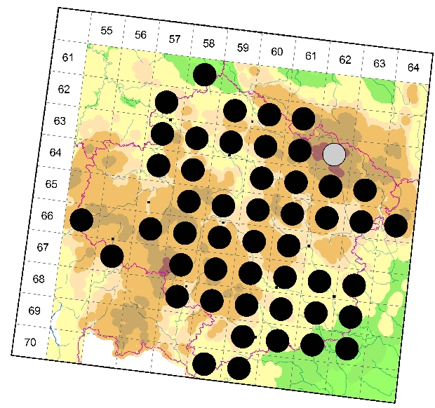 Mapa výskytu - šidélko brvonohé - Platycnemis pennipes