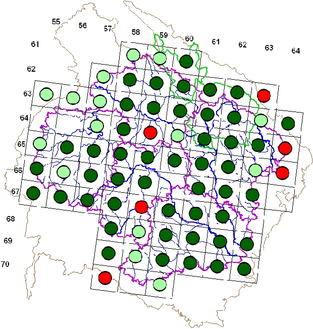 Mapa výskytu - potápka roháč - Podiceps cristatus