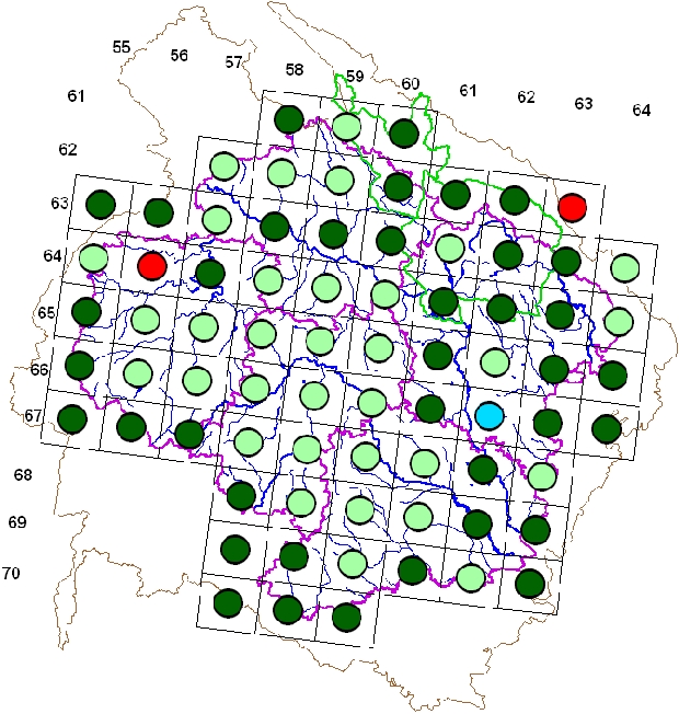 Mapa výskytu - sýkora babka - Poecile palustris