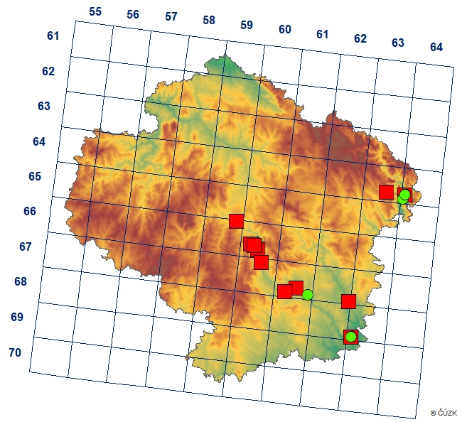 Mapa výskytu - modrásek hnědoskvrnný - Polyommatus daphnis