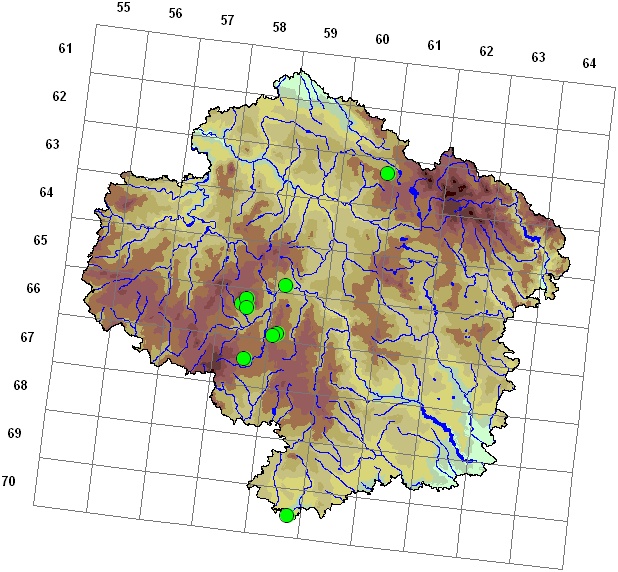 Mapa výskytu - čepejřnatka mnohoplodá - Pylaisia polyantha