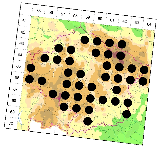 Mapa výskytu - šidélko ruměnné - Pyrrhosoma nymphula
