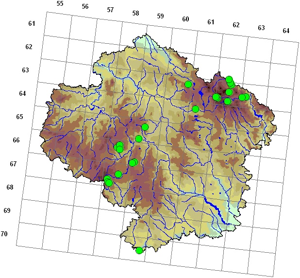 Mapa výskytu - měřík tečkovaný - Rhizomnium punctatum