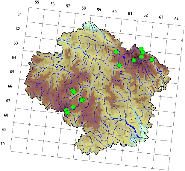 Mapa výskytu - baňatka zakřivená - Sciuro-hypnum reflexum