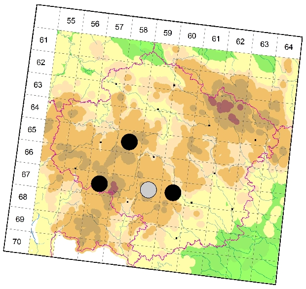 Mapa výskytu - skákavka lara - Sibianor larae