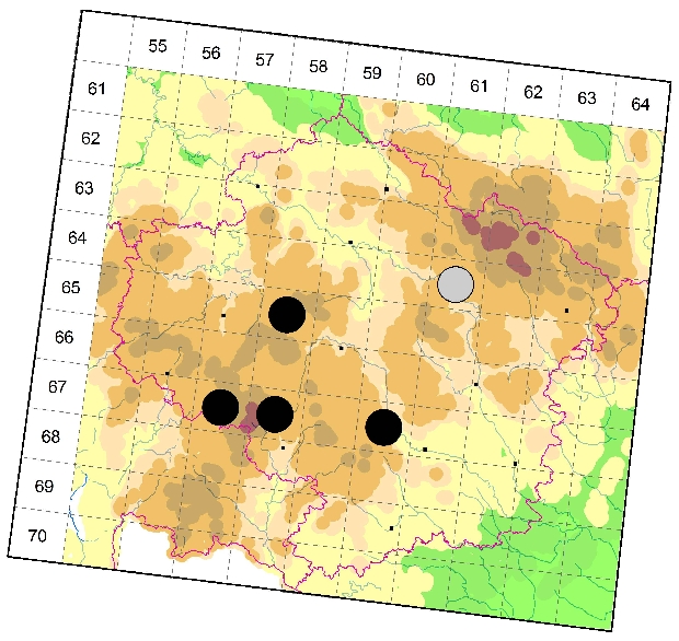 Mapa výskytu - pavučenka mechová - Silometopus elegans