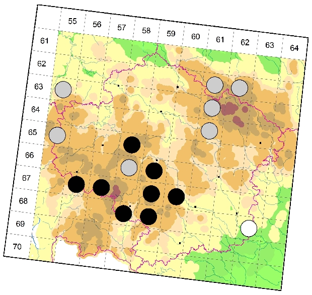 Mapa výskytu - skákavka bažinná - Sitticus caricis