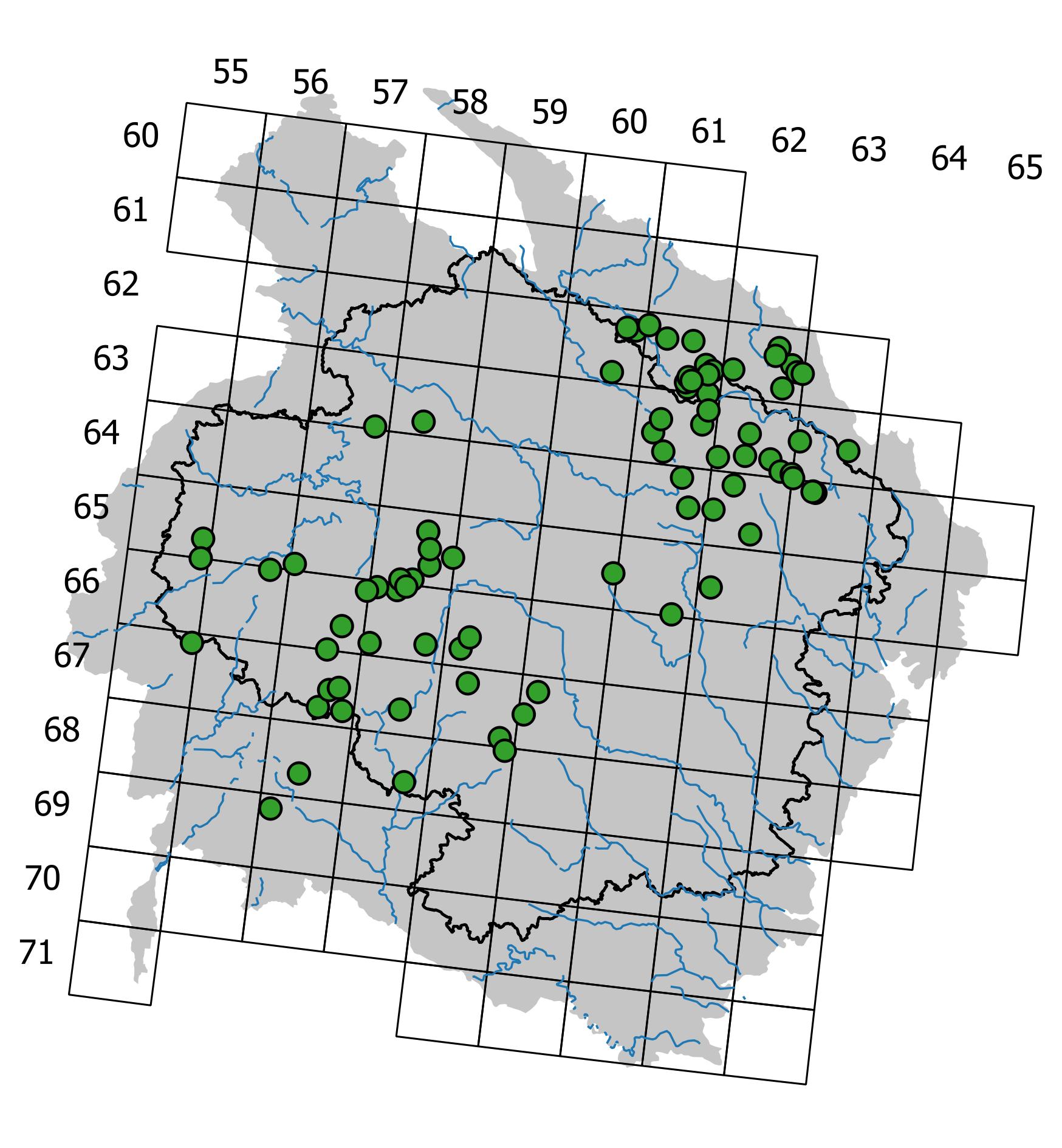 Mapa výskytu - rašeliník Warnstorfův - Sphagnum warnstorfii