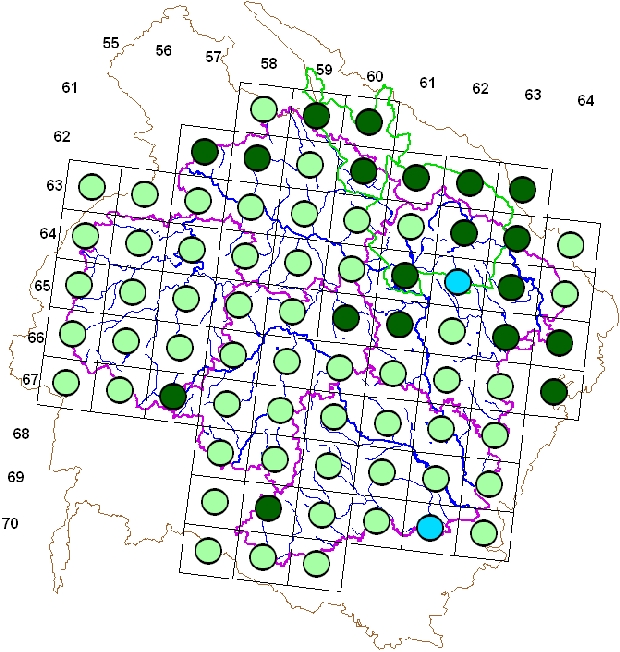 Mapa výskytu - čížek lesní - Spinus spinus
