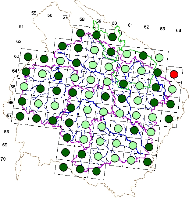 Mapa výskytu - pěnice slavíková - Sylvia borin