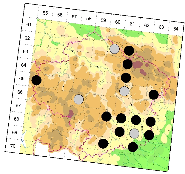 Mapa výskytu - vážka žlutavá - Sympetrum flaveolum
