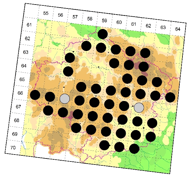 Mapa výskytu - vážka rudá - Sympetrum sanguineum