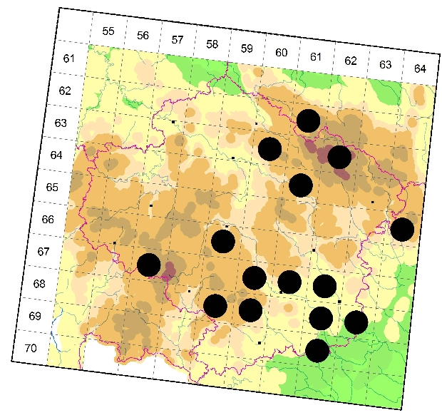 Mapa výskytu - vážka žíhaná - Sympetrum striolatum