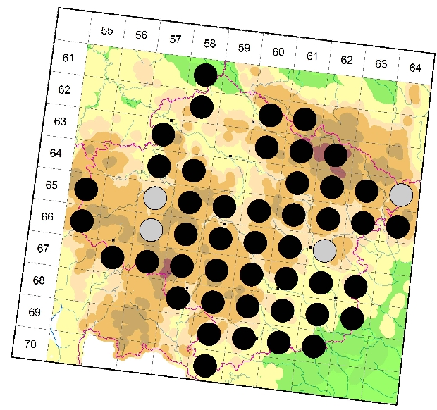 Mapa výskytu - vážka obecná - Sympetrum vulgatum