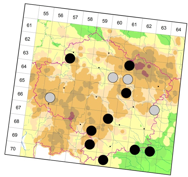Mapa výskytu - střevlíček - Synuchus vivalis