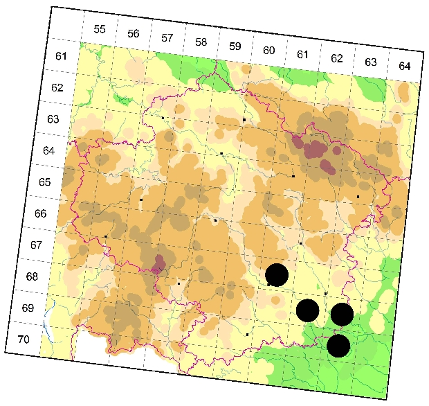 Mapa výskytu - pavučenka suchomilná - Trichoncus affinis