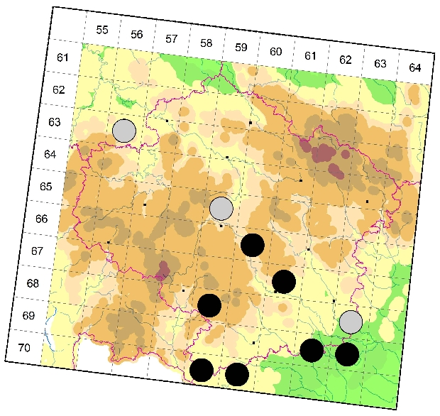 Mapa výskytu - pavučenka sfingová - Trichopterna cito