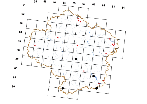 Mapa výskytu - drobnička válcovitá - Truncatellina cylindrica