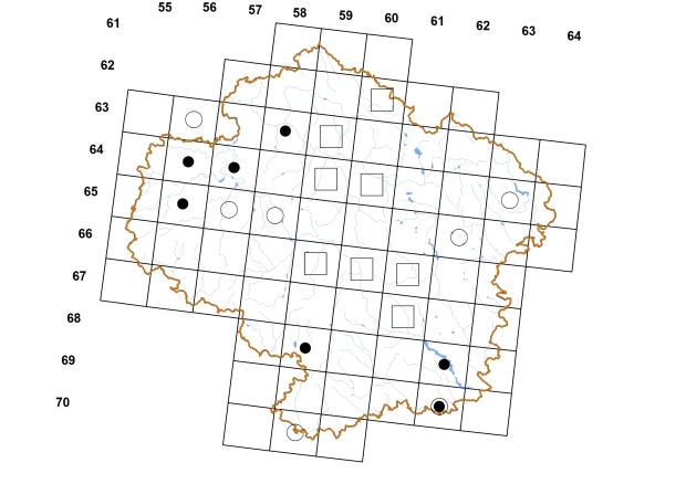 Mapa výskytu - velevrub tupý - Unio crassus
