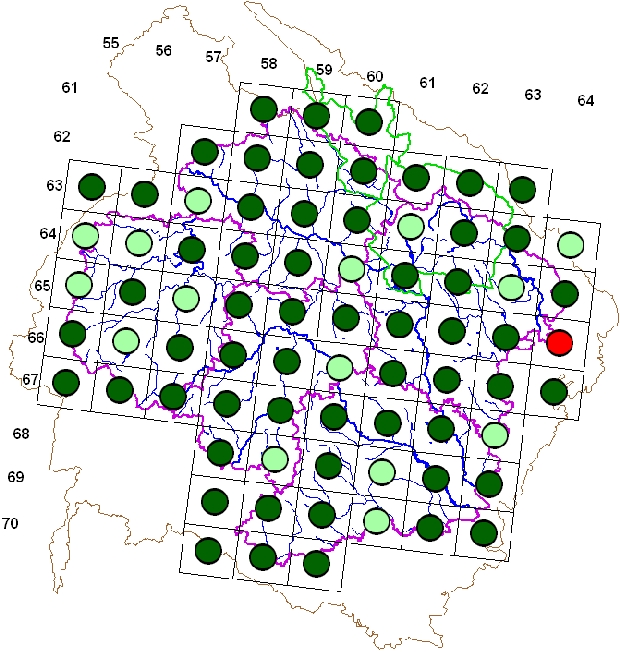 Mapa výskytu - čejka chocholatá - Vanellus vanellus