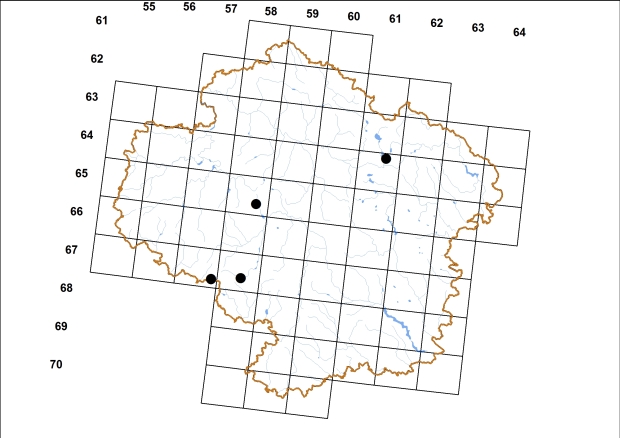 Mapa výskytu - vrkoč rašelinný - Vertigo lilljeborgi