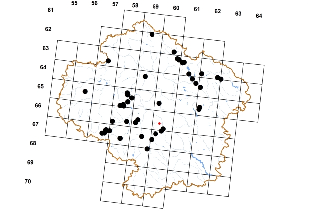 Mapa výskytu - vrkoč rýhovaný - Vertigo substriata