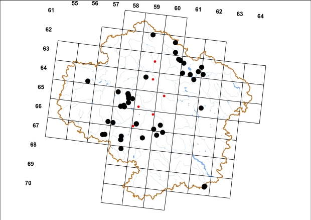 Mapa výskytu - skelnička průhledná - Vitrea crystallina