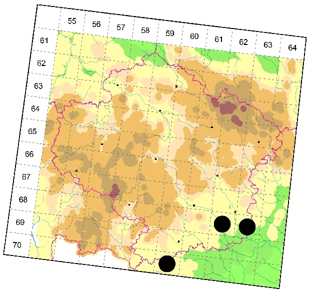 Mapa výskytu - běžník doubravní - Xysticus luctator